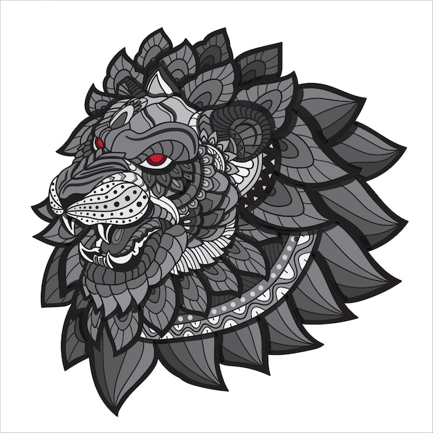 Ręcznie Rysowane Doodle Zentangle Lion Ilustracji Wektorowych.