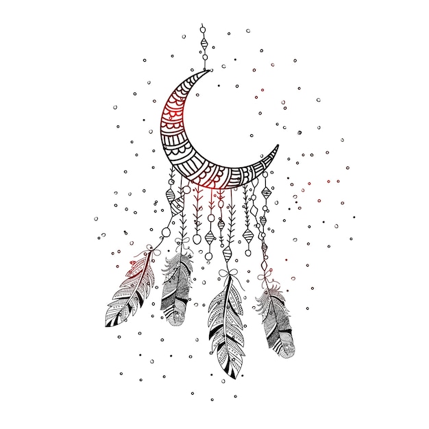 Ręcznie Rysowane Dream Catcher Piór