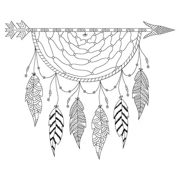 Ręcznie Rysowane Dream Catcher W Stylu Boho