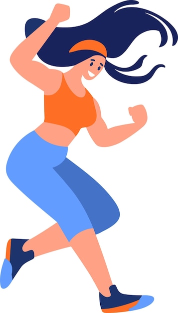 Plik wektorowy ręcznie rysowane dziewczyna fitness działa ćwiczenia w płaski na białym tle