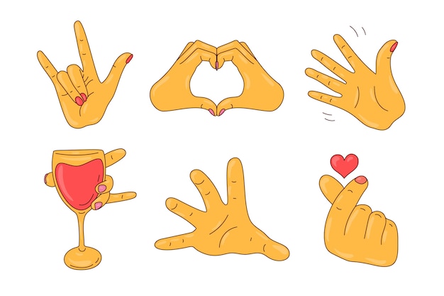 Plik wektorowy ręcznie rysowane element ręce emoji