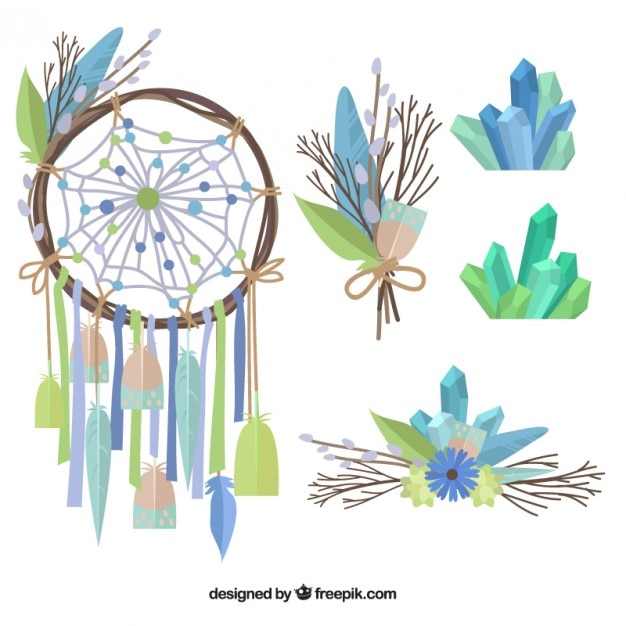 Ręcznie Rysowane Elementy Dreamcatcher I Boho