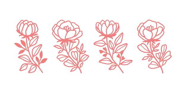 Ręcznie Rysowane Elementy Logo Kwiat