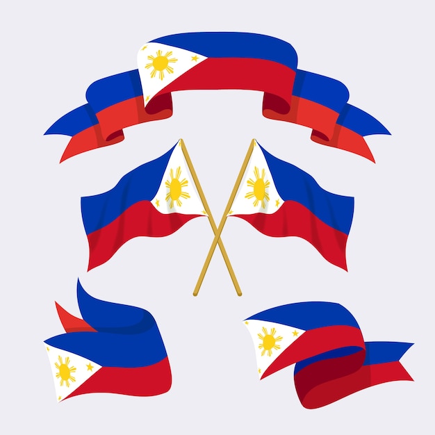 Ręcznie rysowane emblematy narodowe flagi filipińskiej