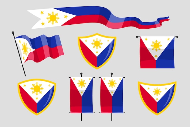 Ręcznie Rysowane Emblematy Narodowe Flagi Filipińskiej
