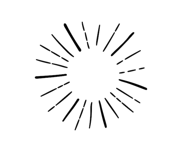 Ręcznie Rysowane Fajerwerk Star Burst Sunburst Doodle Ikona Ręcznie Rysowane Ramki Wybuchu Błyszczy Zestaw Z Promieniowymi Liniami Efekty Wybuchu Vintage Wektor Ilustracja Na Białym Tle