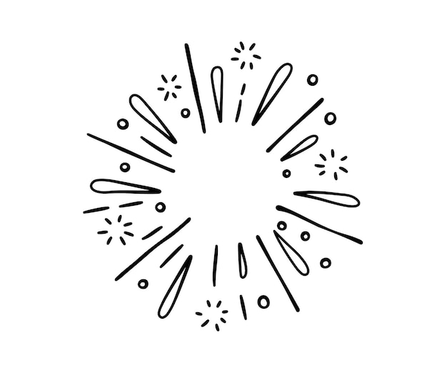 Ręcznie rysowane fajerwerk Star burst Sunburst doodle ikona Ręcznie rysowane ramki wybuchu Błyszczy zestaw z promieniowymi liniami Efekty wybuchu vintage wektor ilustracja na białym tle