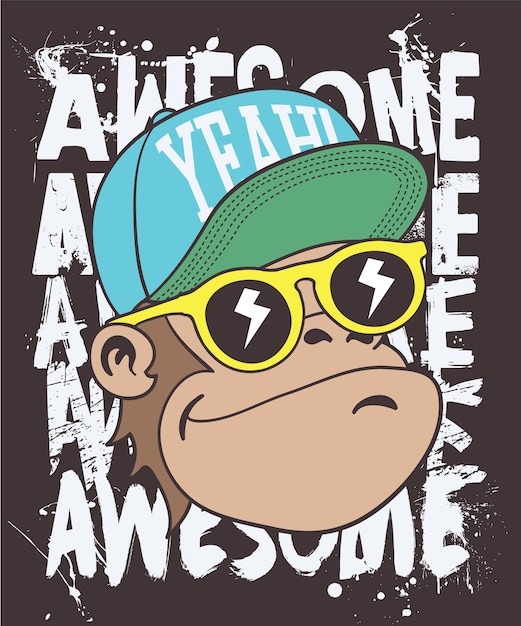 Ręcznie rysowane fajne małpy wektor wzór do druku t shirt