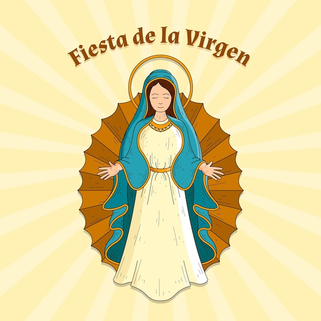 Plik wektorowy ręcznie rysowane fiesta de la virgen