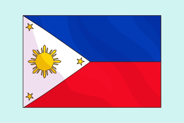 Ręcznie Rysowane Flaga Narodowa Filipin Ze Słońcem