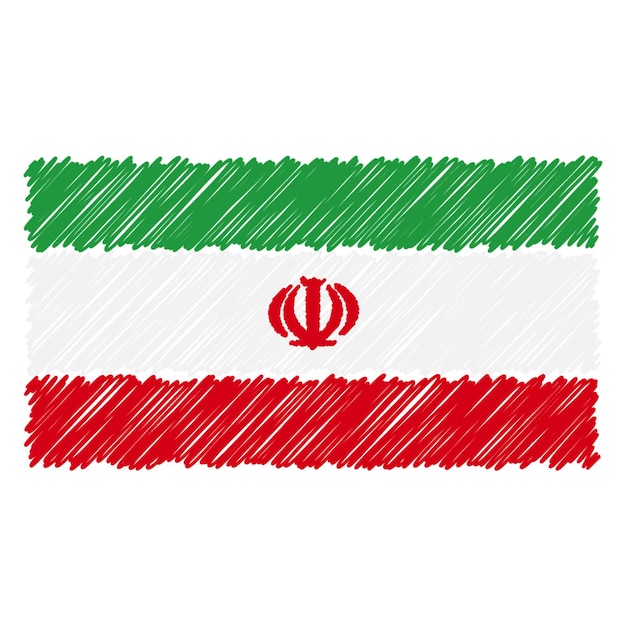 Plik wektorowy ręcznie rysowane flaga narodowa iranu na białym tle na białym tle ilustracja styl szkic wektor