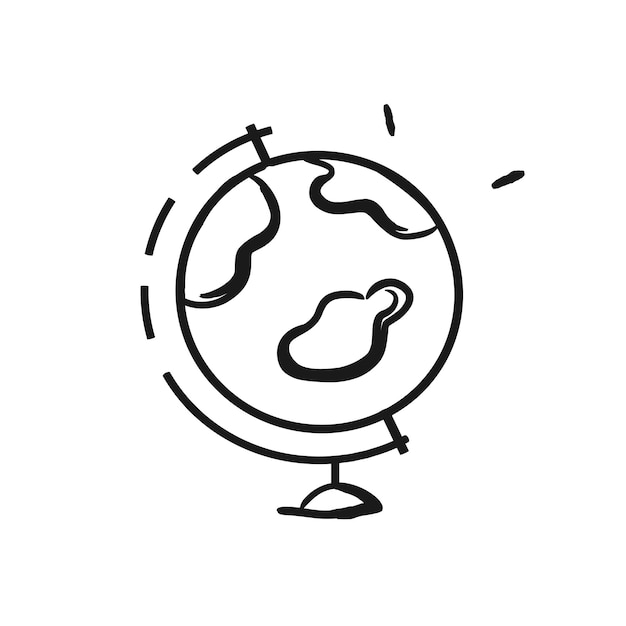 Ręcznie rysowane glob doodle strona z USA Australia Chiny Indie szkic ikona ilustracja wektorowa Eps 10