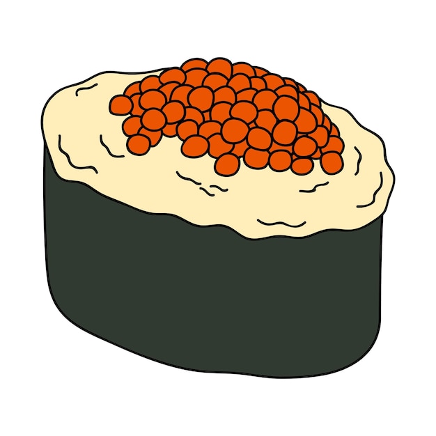 Ręcznie Rysowane Gunkan Maki Sushi Clipart Japońska Tradycyjna Kuchnia Dania Kuchni Azjatyckiej