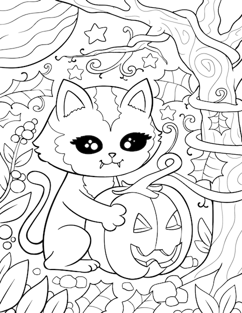 Ręcznie rysowane halloween kolorowanie ilustracji strony
