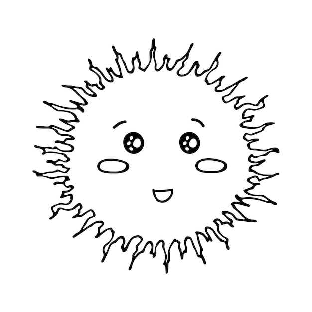 Ręcznie rysowane happy sun emoji Lato doodle Pojedynczy element wektora do projektowania
