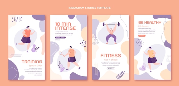Ręcznie rysowane historie na Instagramie fitness
