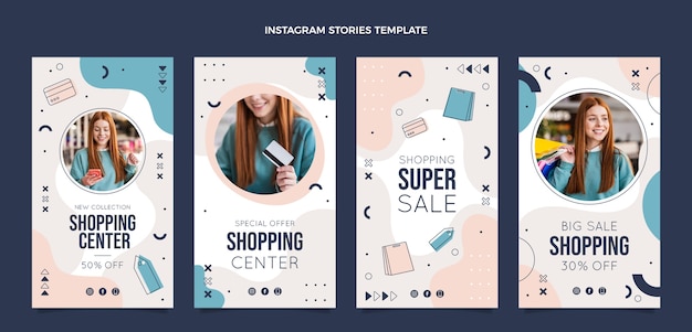 Ręcznie rysowane historie na Instagramie w centrum handlowym