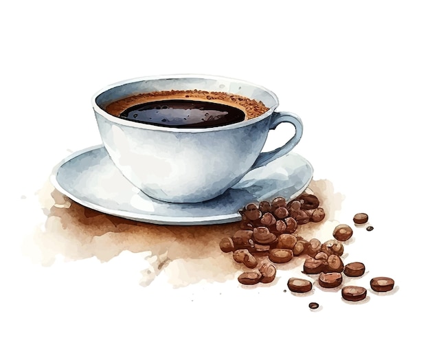 Plik wektorowy ręcznie rysowane ilustracja akwarela filiżanka kawy wektor