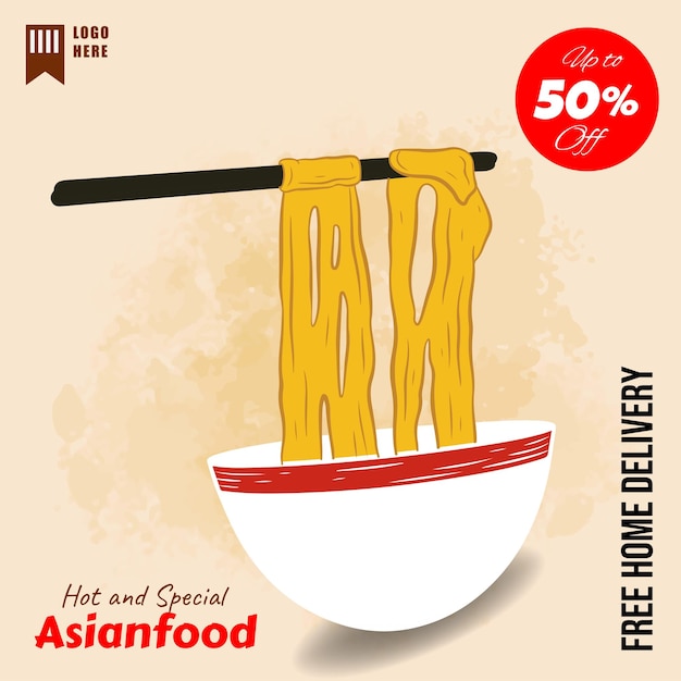 Ręcznie Rysowane Ilustracja Azjatyckie Jedzenie Płaska Konstrukcja