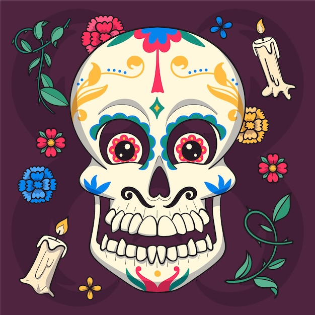 Plik wektorowy ręcznie rysowane ilustracja celebracja dia de muertos