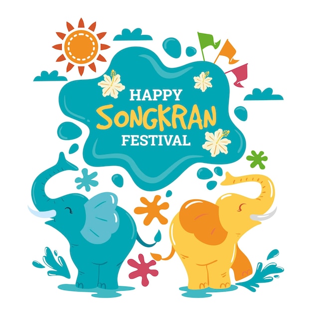 Ręcznie rysowane ilustracja celebracja songkran