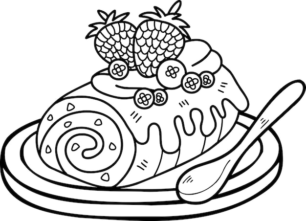 Plik wektorowy ręcznie rysowane ilustracja ciasto truskawkowe