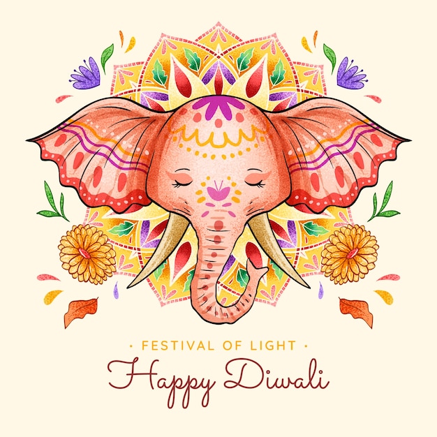 Plik wektorowy ręcznie rysowane ilustracja diwali