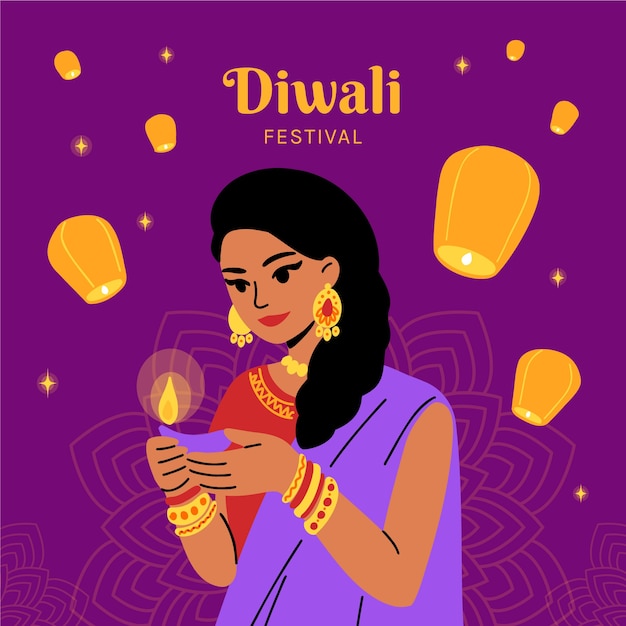 Ręcznie Rysowane Ilustracja Diwali