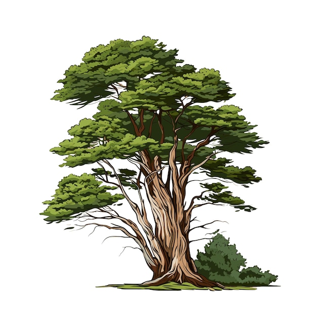 Plik wektorowy ręcznie rysowane ilustracja drzewa cyprysowego w kolorze płaskim