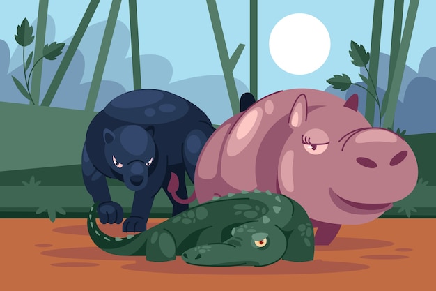 Ręcznie rysowane ilustracja dzikich zwierząt