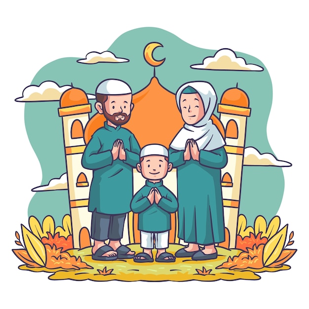 Plik wektorowy ręcznie rysowane ilustracja eid al-fitr