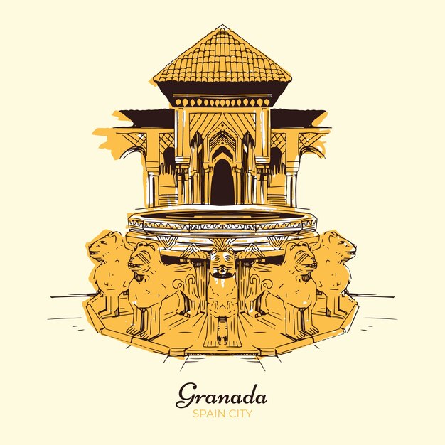 Ręcznie rysowane ilustracja granada