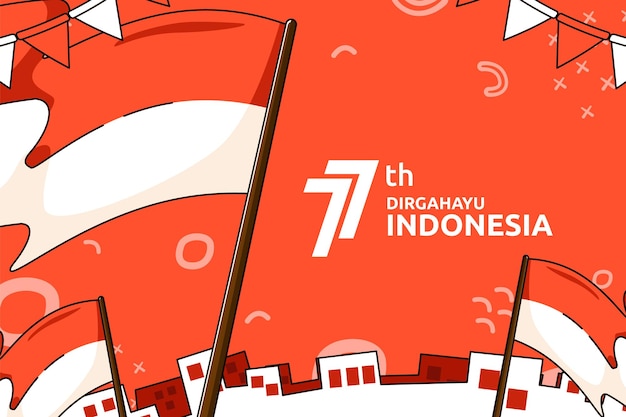 Ręcznie Rysowane Ilustracja Indonezyjskiego Dnia Niepodległości