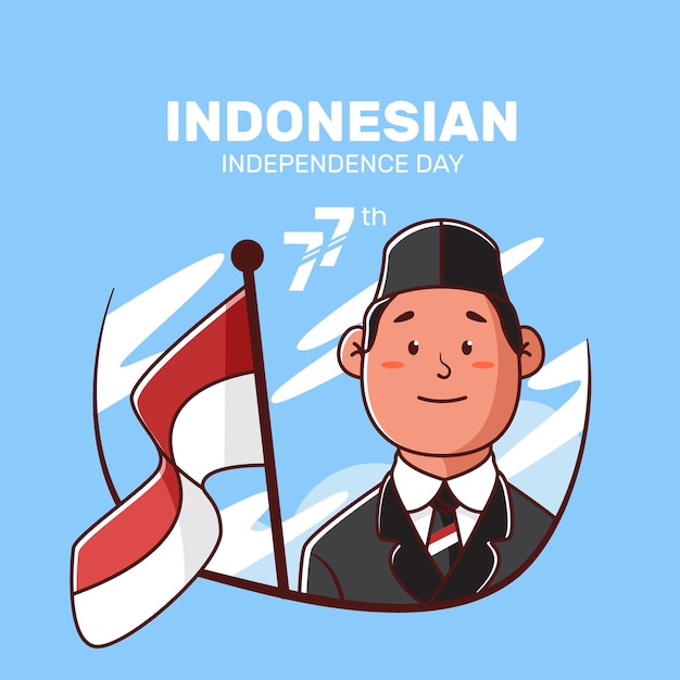 Ręcznie Rysowane Ilustracja Indonezyjskiego Dnia Niepodległości