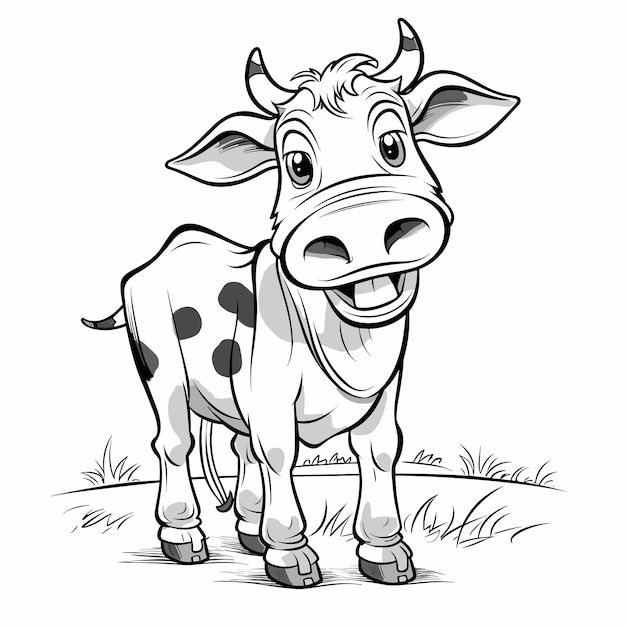 Plik wektorowy ręcznie rysowane ilustracja kontur krowy śliczne krowy kolorowanki dla dzieci