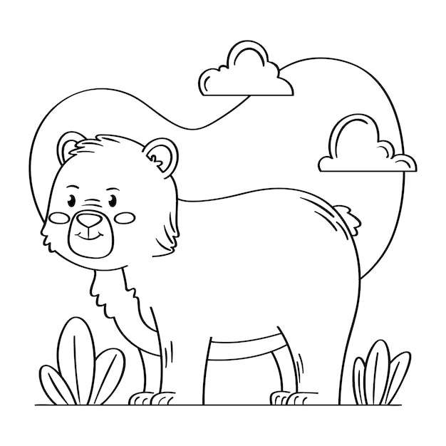 Ręcznie rysowane ilustracja kontur niedźwiedzia