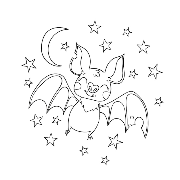 Ręcznie rysowane ilustracja kontur nietoperza