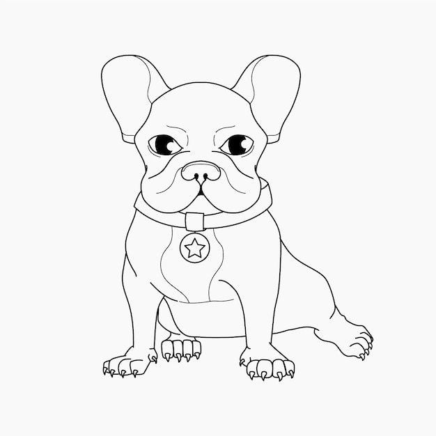 Ręcznie rysowane ilustracja kontur psa