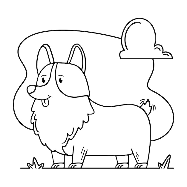 Ręcznie rysowane ilustracja kontur psa