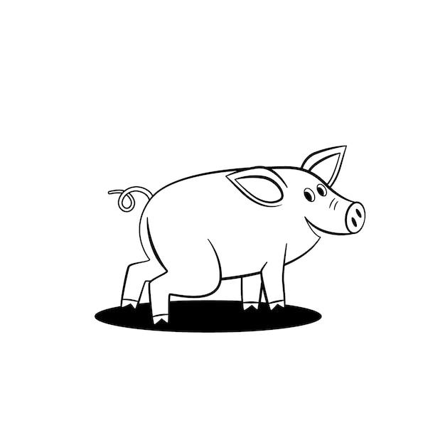 Ręcznie rysowane ilustracja kontur świni