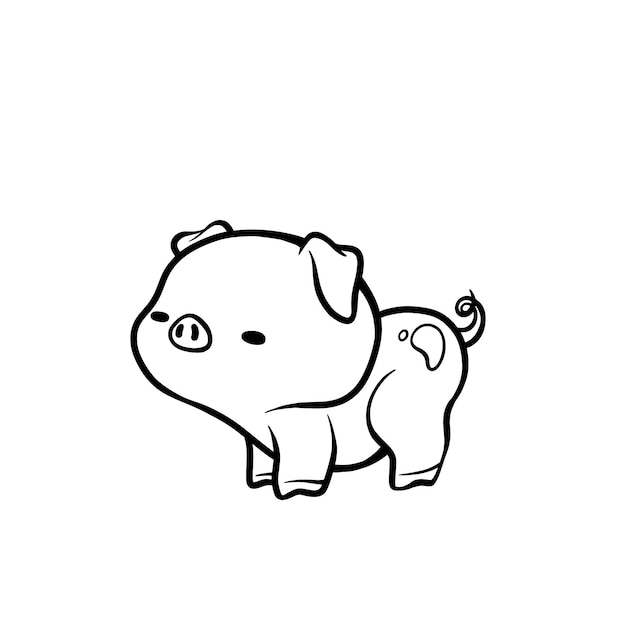 Ręcznie rysowane ilustracja kontur świni