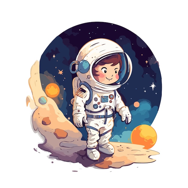 ręcznie rysowane ilustracja kreskówka astronauta