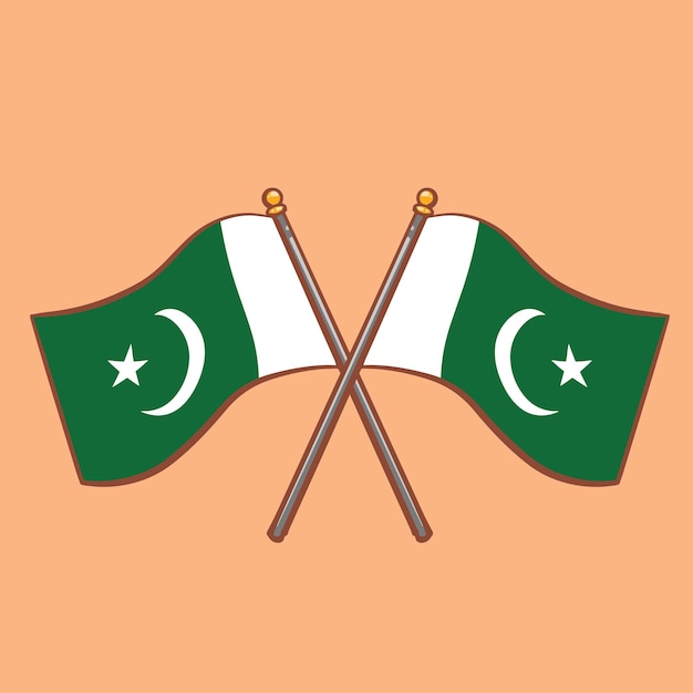 Ręcznie rysowane ilustracja kreskówka flagi Pakistanu