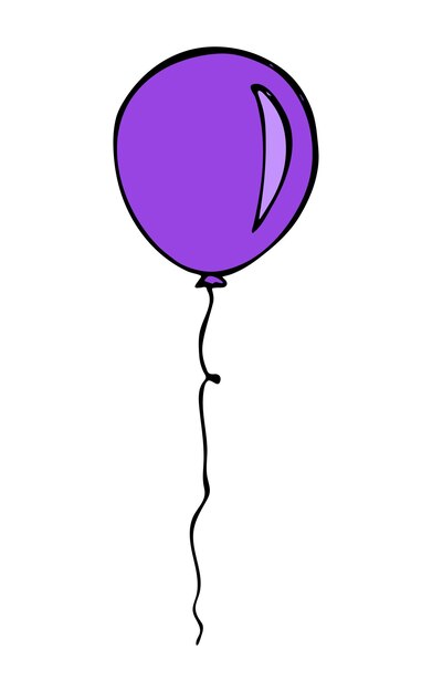 Ręcznie Rysowane Ilustracja Latający Balon Urodziny Doodle Wakacje Clipart