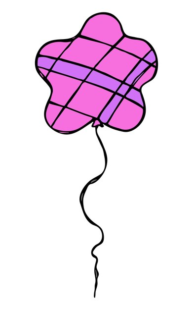 Plik wektorowy ręcznie rysowane ilustracja latający balon urodziny doodle wakacje clipart