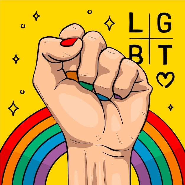 Ręcznie rysowane ilustracja lgbt miesiąca dumy