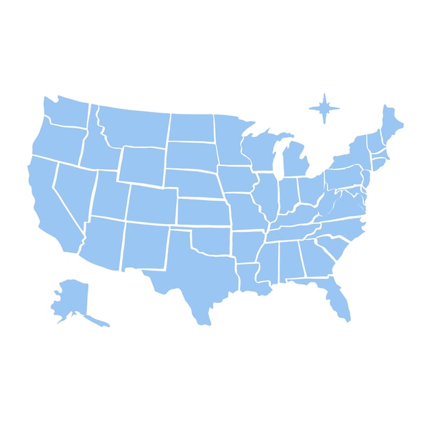 Plik wektorowy ręcznie rysowane ilustracja mapa konturowa usa