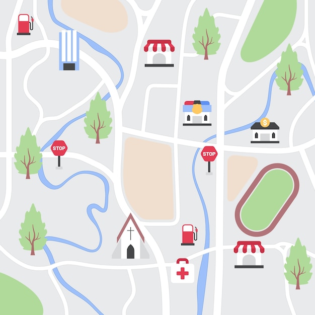 Ręcznie rysowane ilustracja mapy miasta