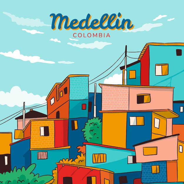 Ręcznie Rysowane Ilustracja Medellin