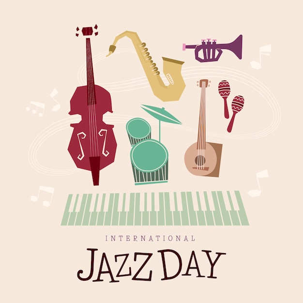 Plik wektorowy ręcznie rysowane ilustracja międzynarodowy dzień jazzu